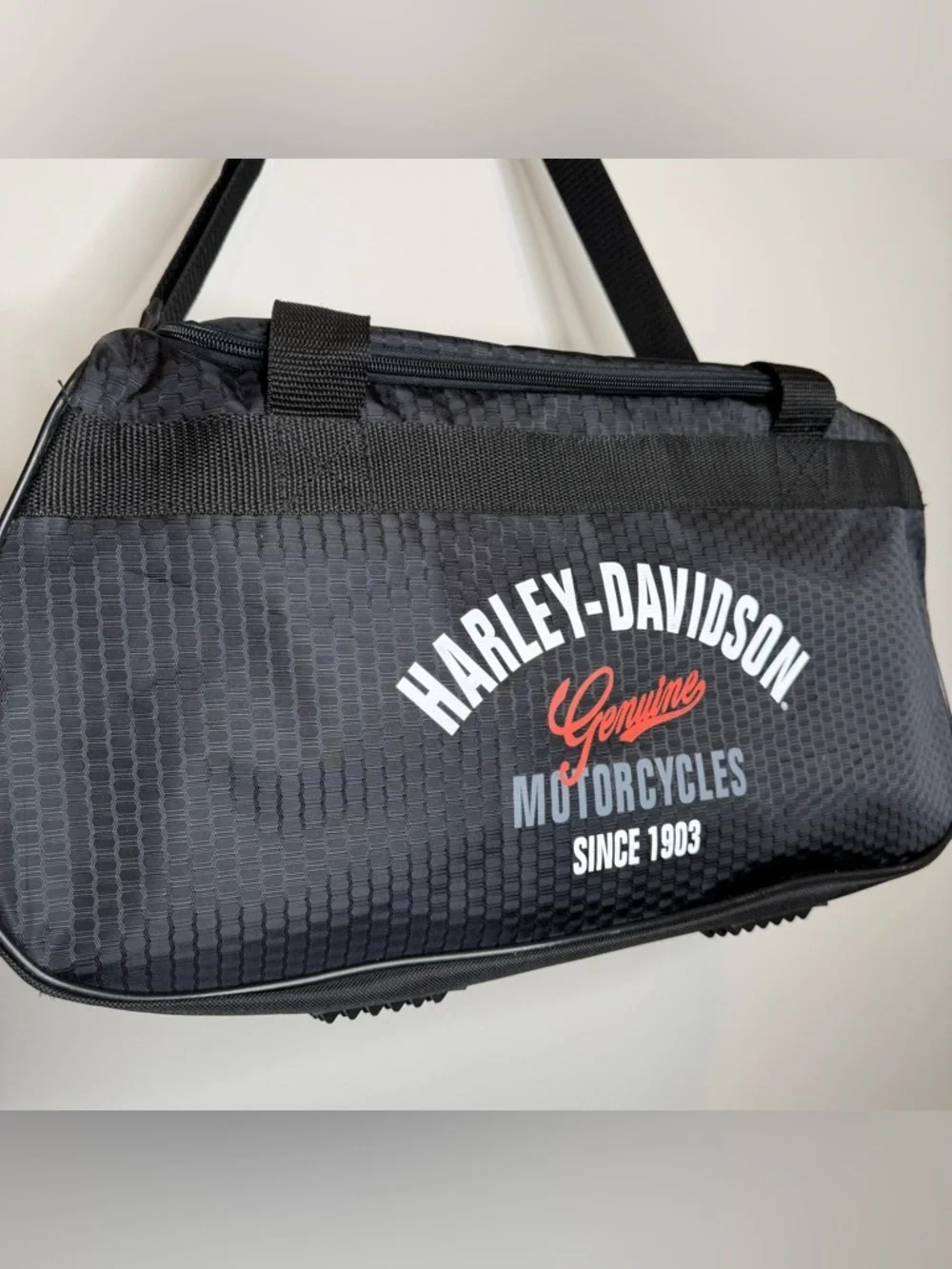Harley-Davidson Black Duffel with Red Accent Genuine Motorcycles Logo